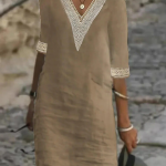 Elegant Ombre Leaf Eyelet Strap Maxi Dress for Women
